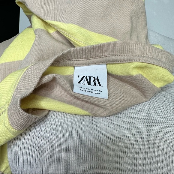 ZARA YELLOW‎ AND BEIGE HORIZONTAL STRIPE OVERSIZED TSHIRT SIZE LARGE - Picture 4 of 5